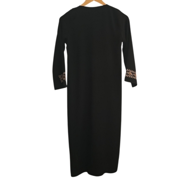 Abyaa Black Embroidered Abaya Dress Made in Jordan Modest Ramadan Eid Kaftan SzS - Picture 3 of 15